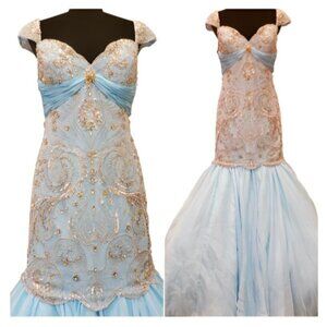 Formal Wedding Evening Cocktail Beaded Embroidered Runway Crystals Gown Dress 12